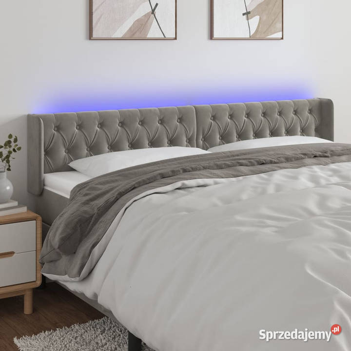 Zagłówek do łóżka z LED jasnoszary 183x16x7888 Ramy i stelaże Warszawa