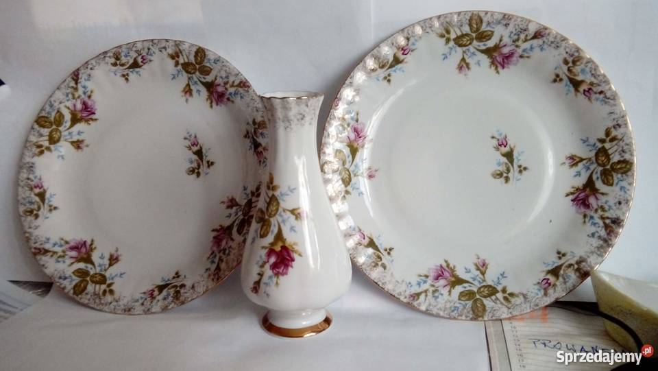 Talerzyki do ciasta i wazonik sygnowane Ćmielów mazowieckie Warszawa