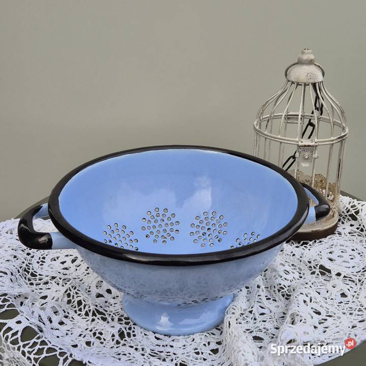 Durszlak emaliowany cedzak emaliowany błękitny Sitka i cedzaki Warszowice