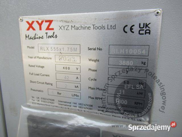 Tokarka XYZ Machine Tools Ltd model RLX555 x Magnice sprzedam