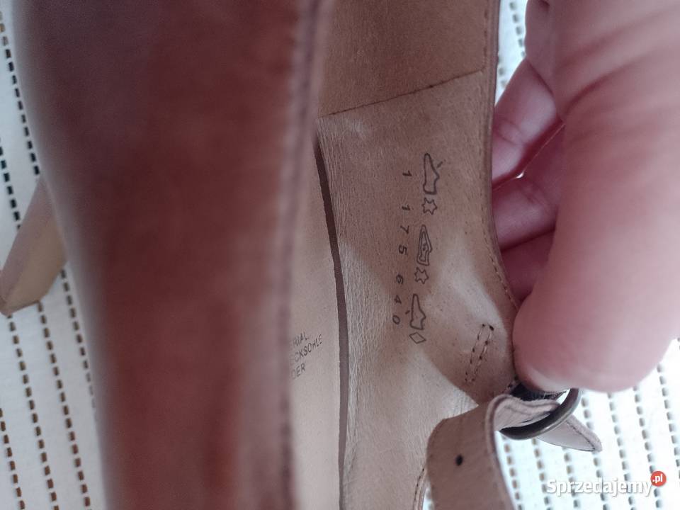 40 Real Leather Brązowe skórzane czółenka brązowy/beżowy małopolskie