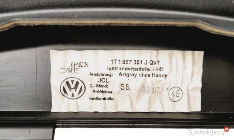 KONSOLA DESKA ROZDZIELCZA AIRBAG PASAŻERA VW