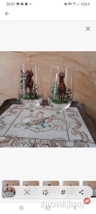 2 kieliszki szklane do szampana motyw jelenia sprzedam