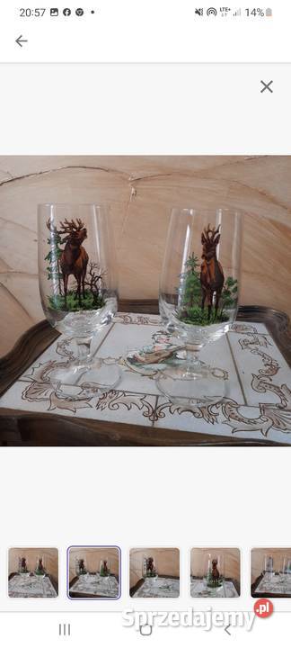 2 kieliszki szklane do szampana motyw jelenia Maków Mazowiecki