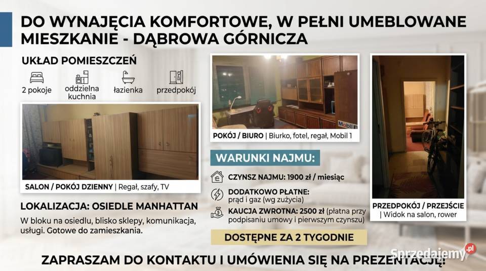 Do wynajęcia 2pokojowe mieszkanie Dąbrowa śląskie Dąbrowa Górnicza
