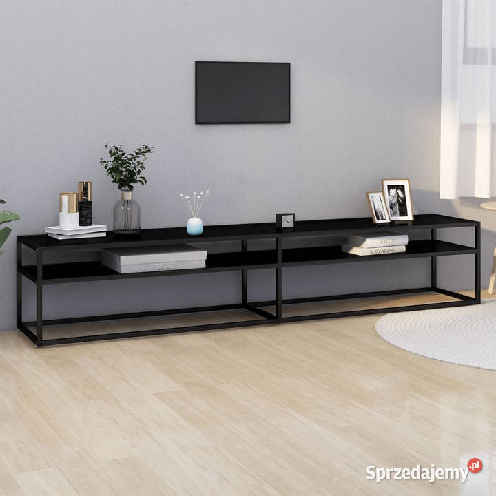 Szafka pod TV czarna 220x40x405 hartowane szkło RTV mazowieckie