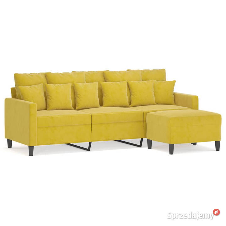 3osobowa sofa z podnóżkiem żółta 180 aksamit mazowieckie Warszawa