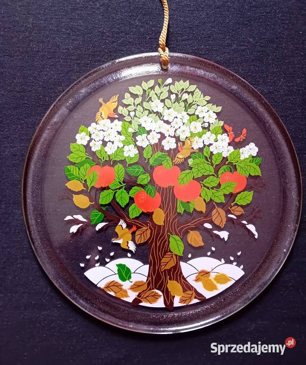 Szklana zawieszka na okno ręcznie malowana Porcelana i szkło Koźminek