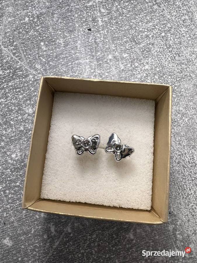 Kolczyki srebrne z diamentem motylki motylek