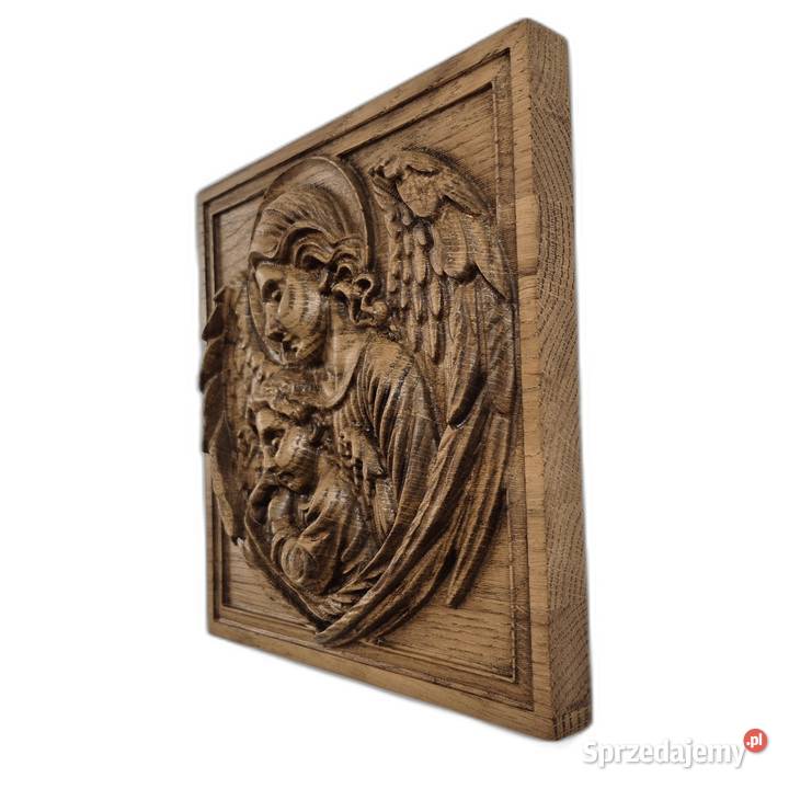 Płaskorzeźba z drewna Anioły ochrona i spokój Malechowo sprzedam