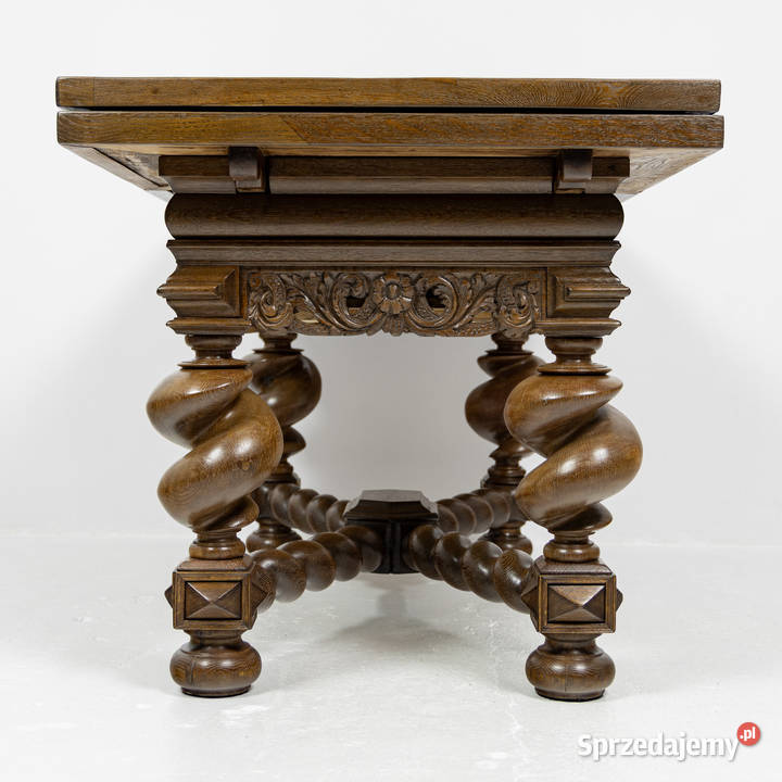 Wyjątkowy Dębowy Stół Gdański Barok XIX Wiek Swarzędz