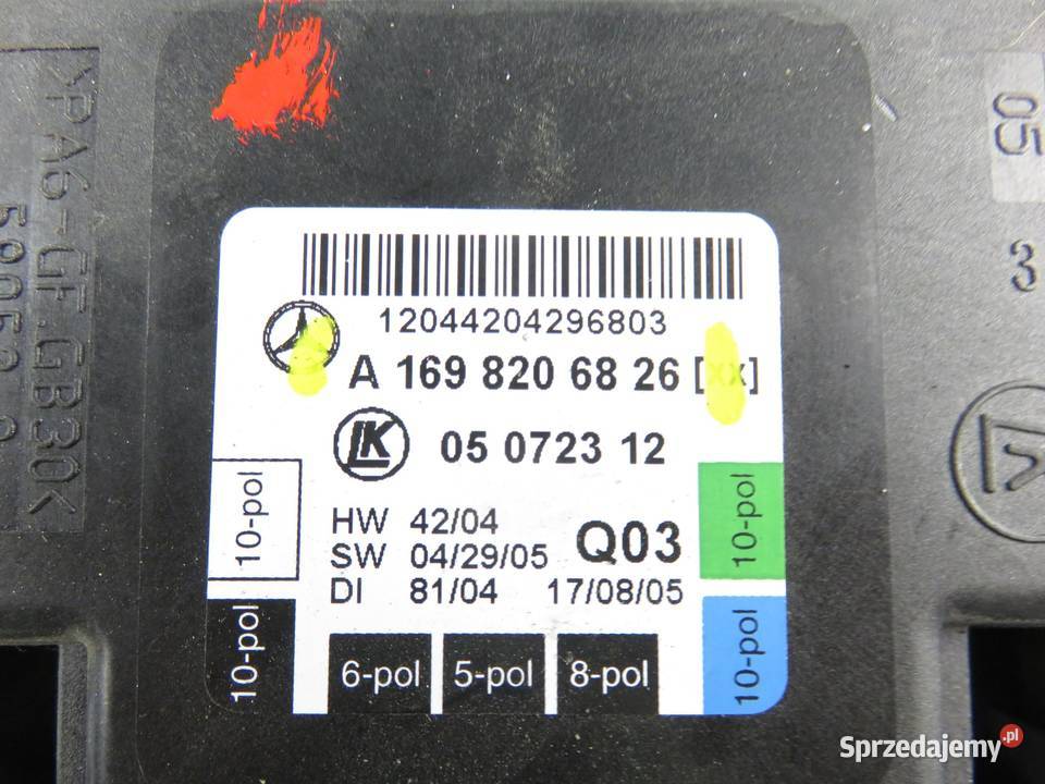 MODUŁ DRZWI MERCEDES BENZ A W169 A1698206826 osobowe Skrzynki bezpieczników