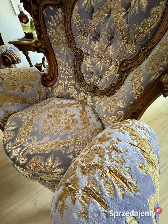Luksusowy komplet mebli Ludwik rokoko sofa 2 Świdnica