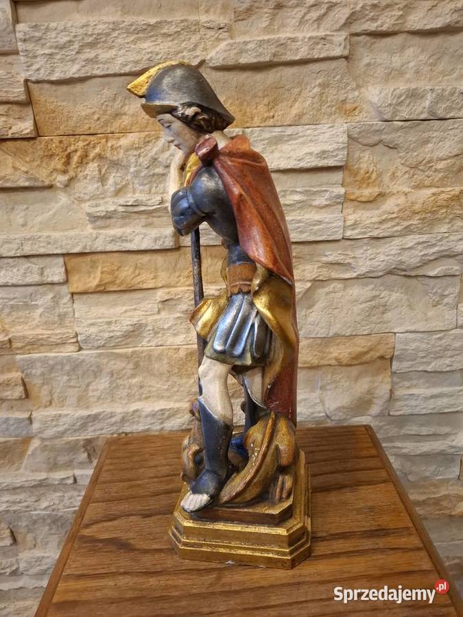 Rzeźba z drewna polichromia Święty Jerzy Rękodzieło Lubień