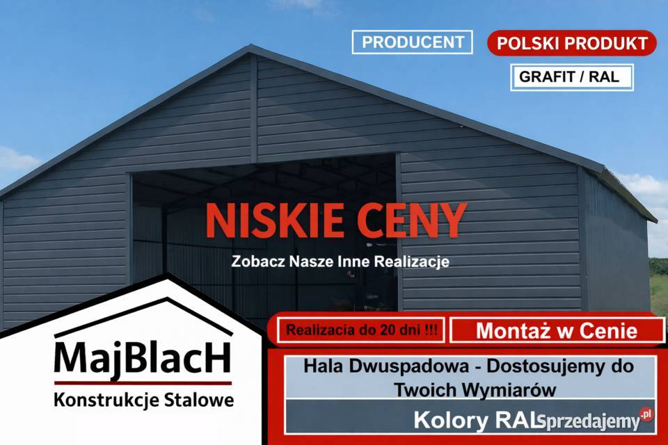 Otwarty Garaż Blaszany Grafit WiataHala bez Sprzedaż Mielec sprzedam