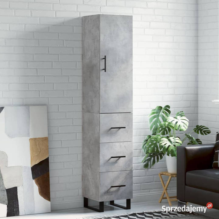 Wysoka szafka szarość betonu 345x34x180 Warszawa
