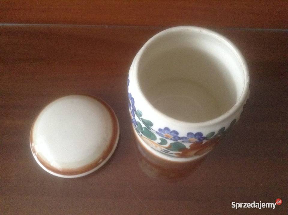 Pojemnik z przykrywką ręcznie malowany sygnowany Opole