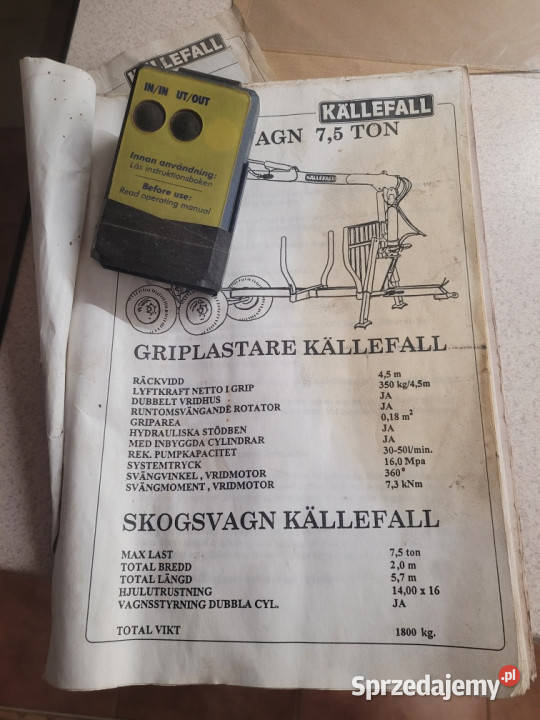 Przyczepa leśna KALLEFALL 15 Sweden z żurawiem i Leśnictwo Litwinki