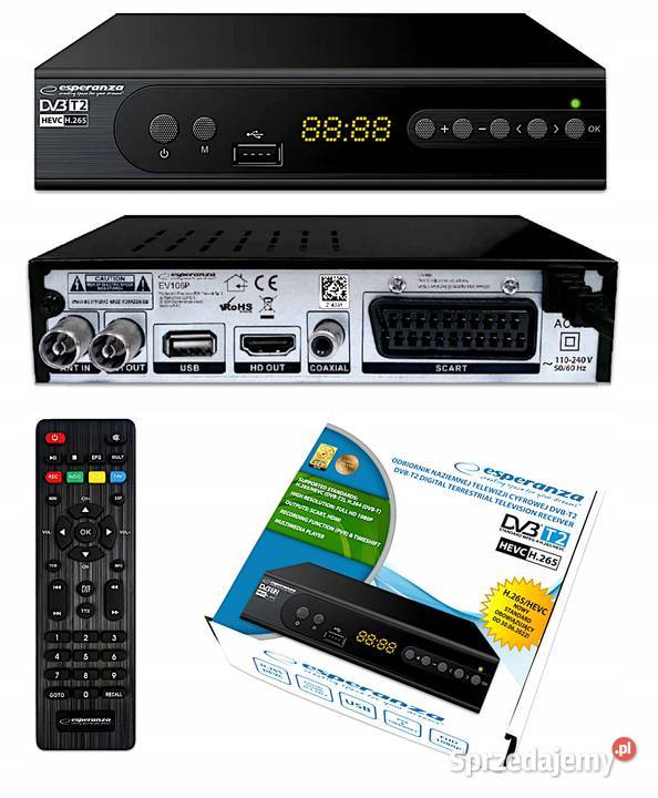 Tuner cyfrowy dekoder TV DVB-T/T2 EV106R H.265/HEVC