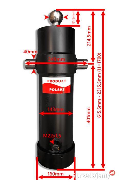 SIŁOWNIK CYLINDER PRZYCZEPY SKOK 1700 12 TON Solec Kujawski