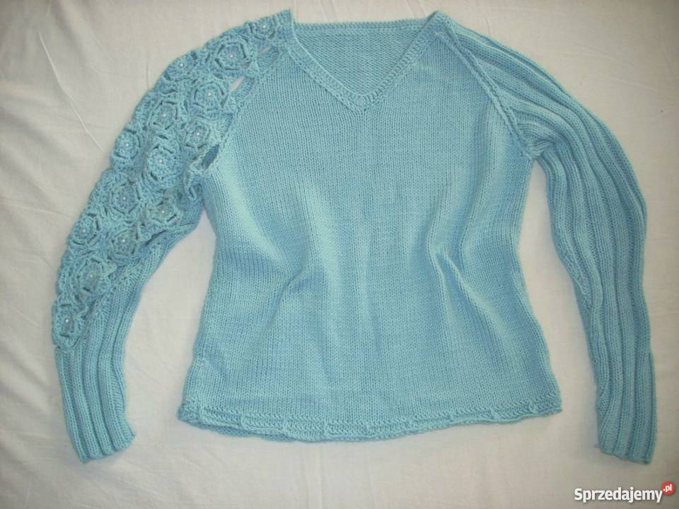 Ciepły Sweter Ażur Perełki j nowy M 36 38 Nowy Sącz