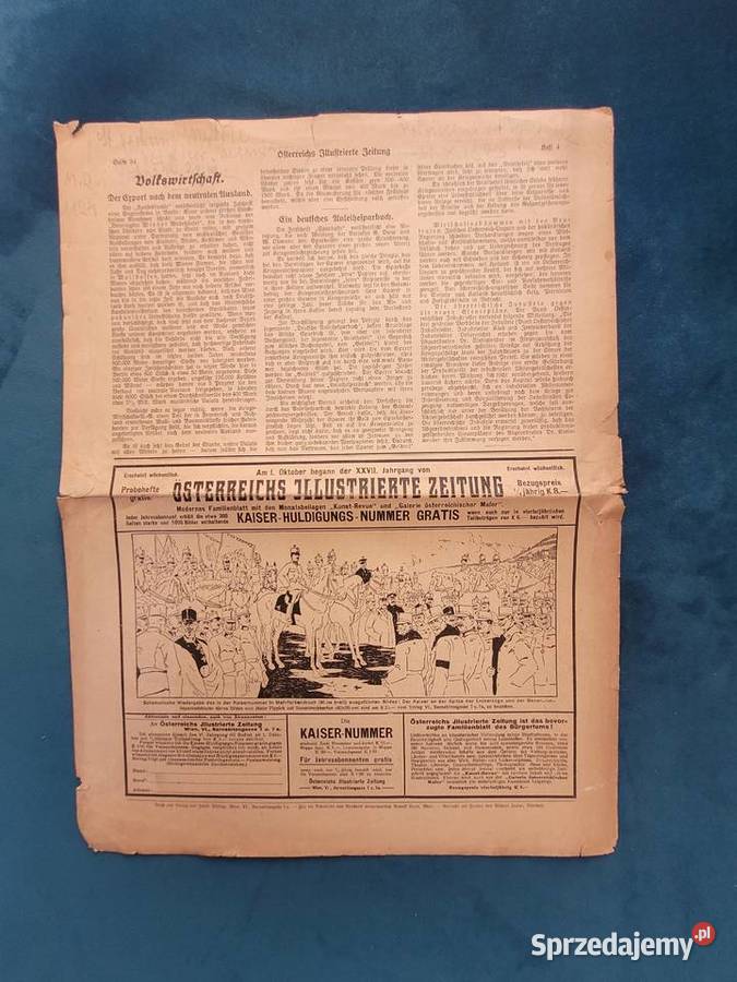 Gazeta Wiedeńska Jlluftriente Beitung z 28101917 Antyki, Sztuka, Kolekcje Rzeszów