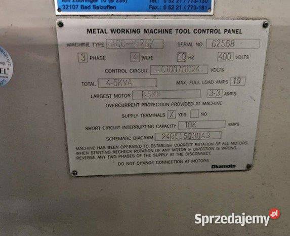 Szlifierka do płaszczyzn OKAMOTO ACC52DX Sucha Beskidzka sprzedam