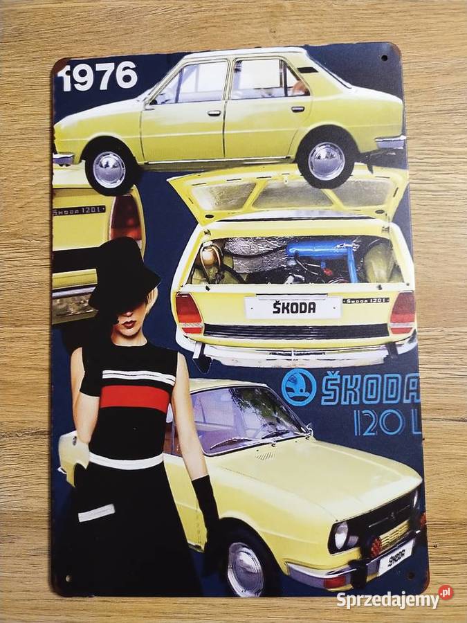 tabliczka plakat metalowy Skoda 120 Toruń