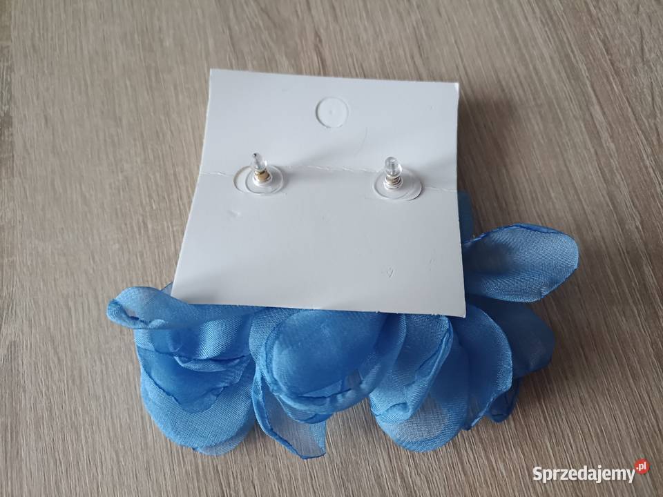 Kolczyki z kwiatów z tkaniny niebieskie Kwidzyn