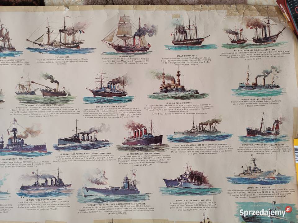 Francuski stary plakat historia marynarki Białystok sprzedam