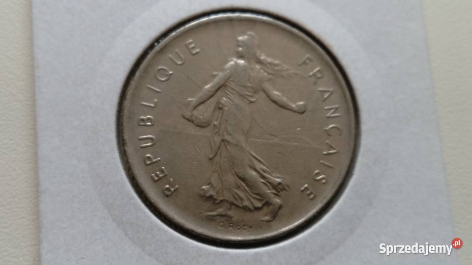 Moneta 5 franków 1971 r Numizmatyka wielkopolskie Mosina