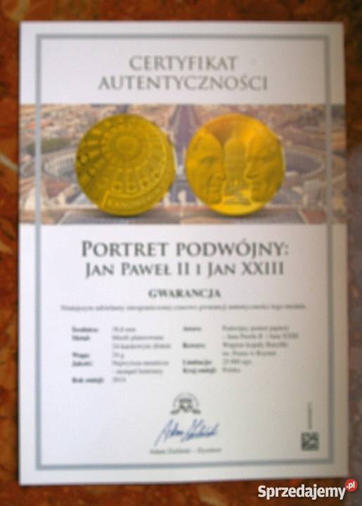 MEDAL PORTRET PODWÓJNY JAN PAWEŁ II i JAN XXIII Piszczac