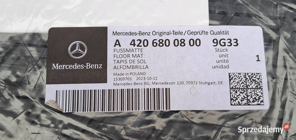 Oryginalne Dywaniki Gumowe TYŁ Mercedes Citan