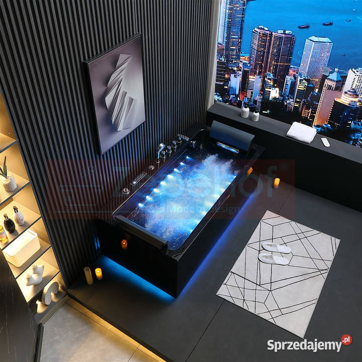 Czarna wanna z hydromasażem EBX185 prostokątna Grabówka sprzedam