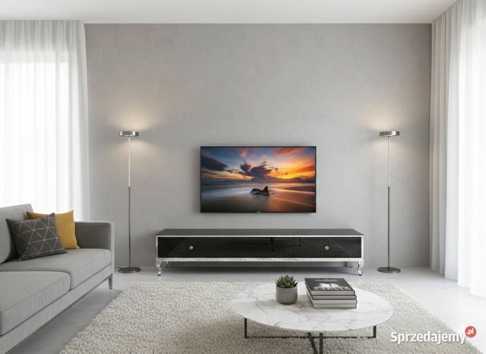 Komoda Glamour 180 Czarne Szkło Lustrzana Nogi Komody Komody Kępno