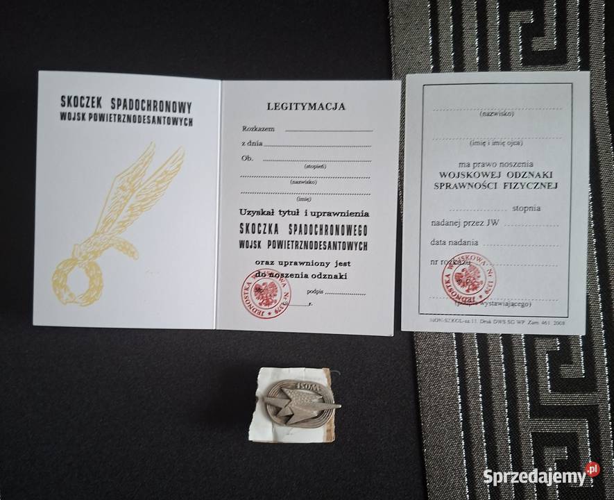 Legitymacja skoczka spadochronowego i lubelskie Lublin sprzedam