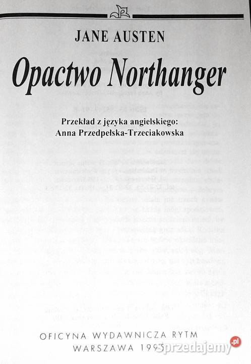 Opactwo Northanger Jane Austen miękka Pozostałe Kultura i Rozrywka Chełm