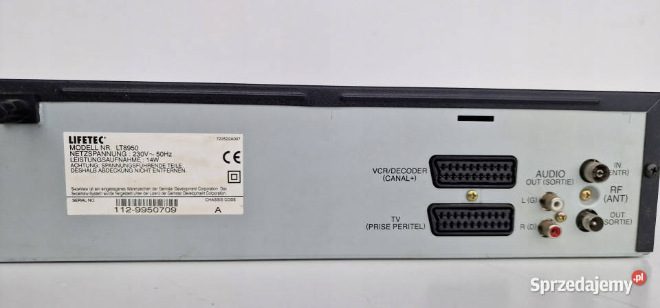 Video magnetowid Lifetec LT8950 6 head VHS Magnetowidy Magnetowidy wielkopolskie Międzychód