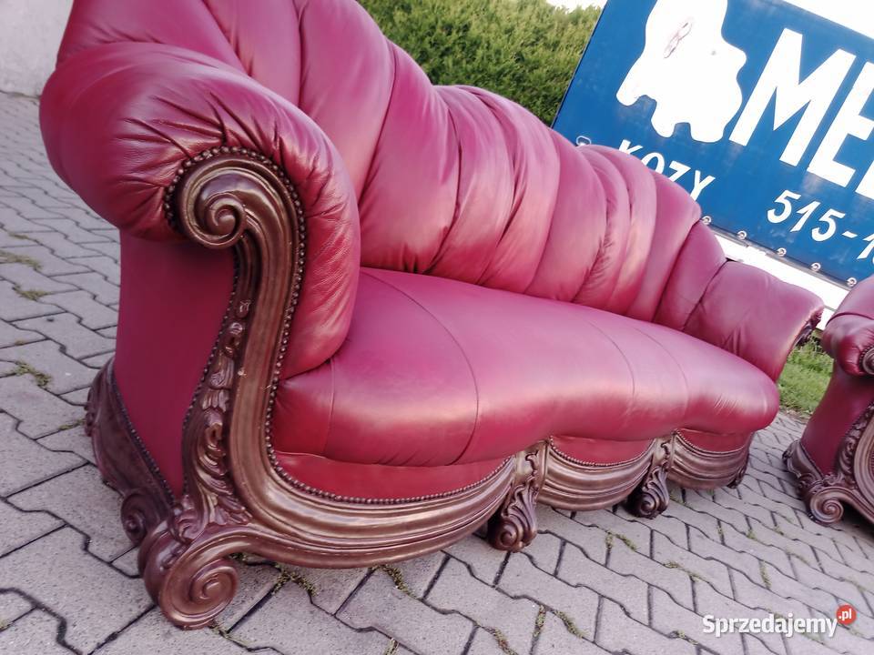 Komplet AFRODYTA 311 i Ława Dąb skóra Wiśnia Kozy