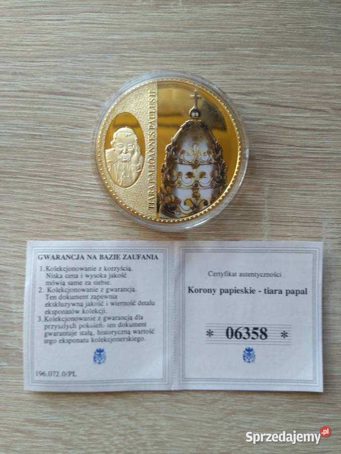 32 Medal okolicznościowy Korony papieskie Tiara Numizmatyka Chrząstawa Mała