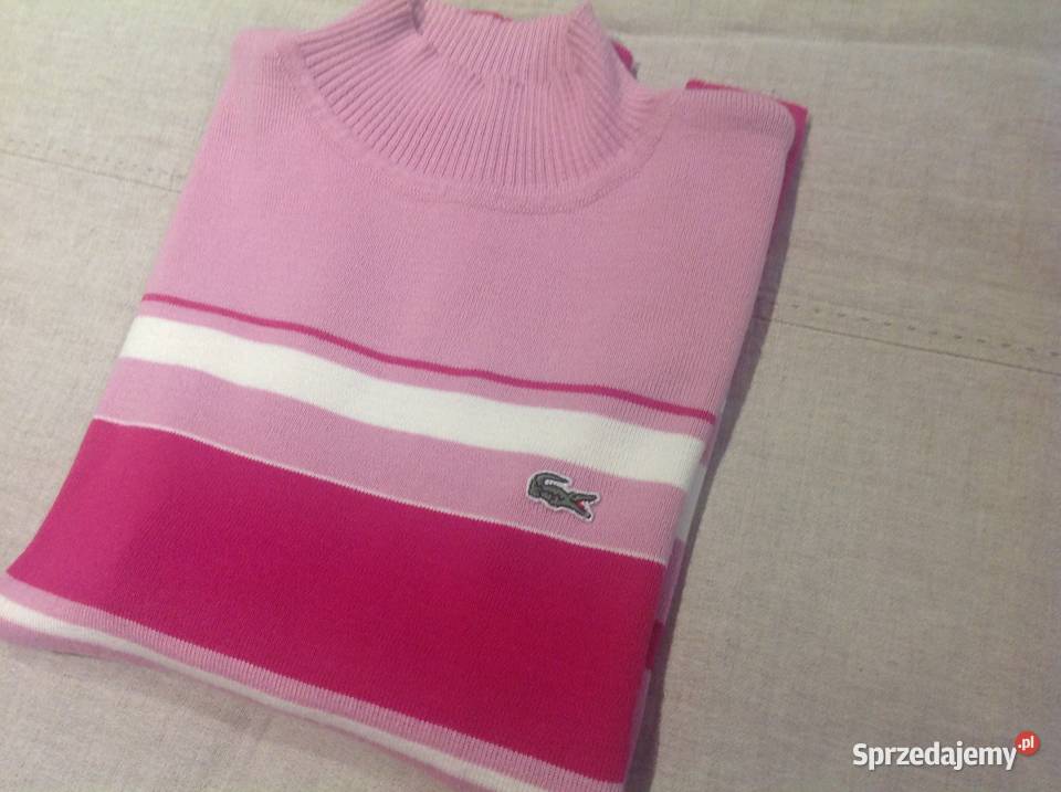Sweter Różowy Damski LACOSTE r XS j nowy Pasy Nowa Sól