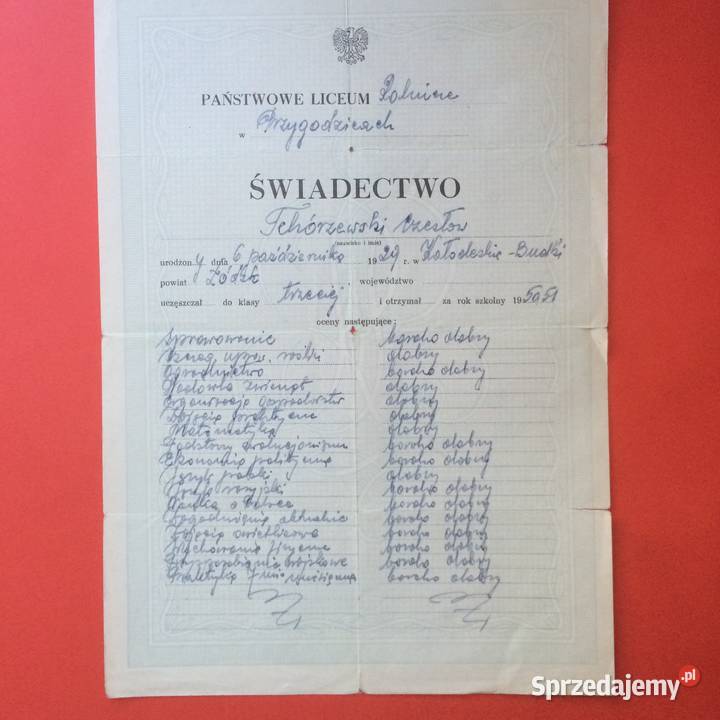 1745 Świadectwo Liceum Rolniczego 2 Tchórzewski Szczecin