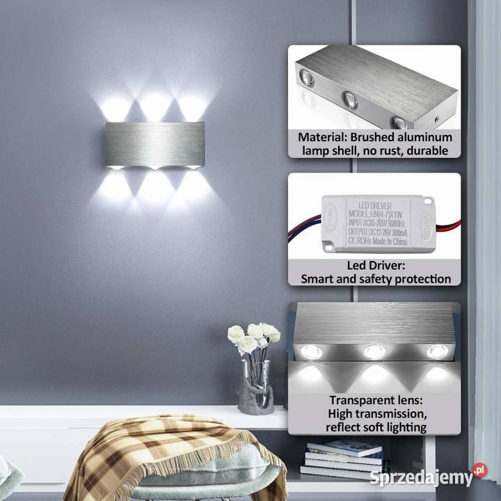 nowoczesna lampa ścienna kinkiet 6W Oświetlenie Zamość sprzedam