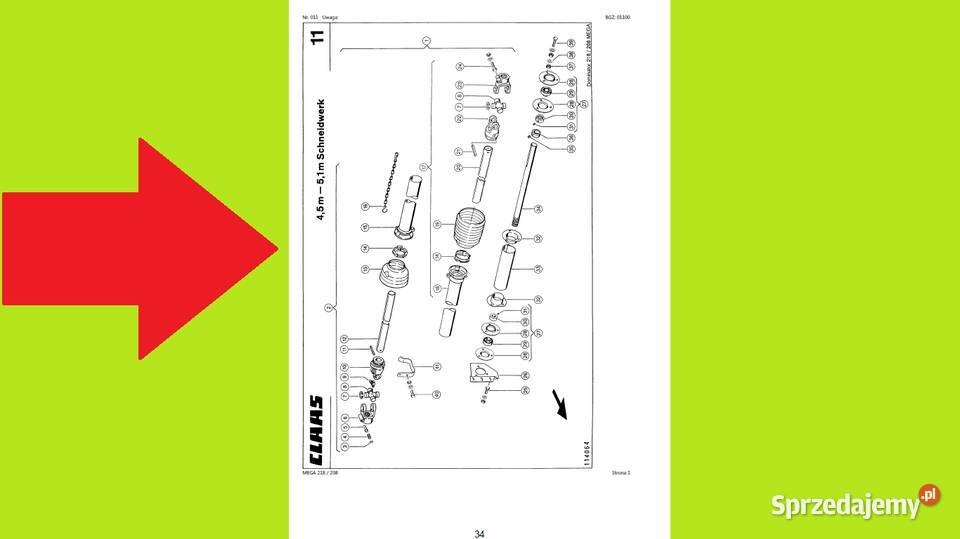 CLAAS MEGA 218 208 katalog części POLSKU