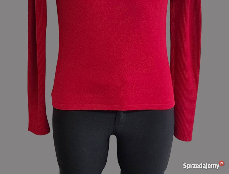 Damski klasyczny półgolf czerwony prążkowany z Rozmiar 36(S)