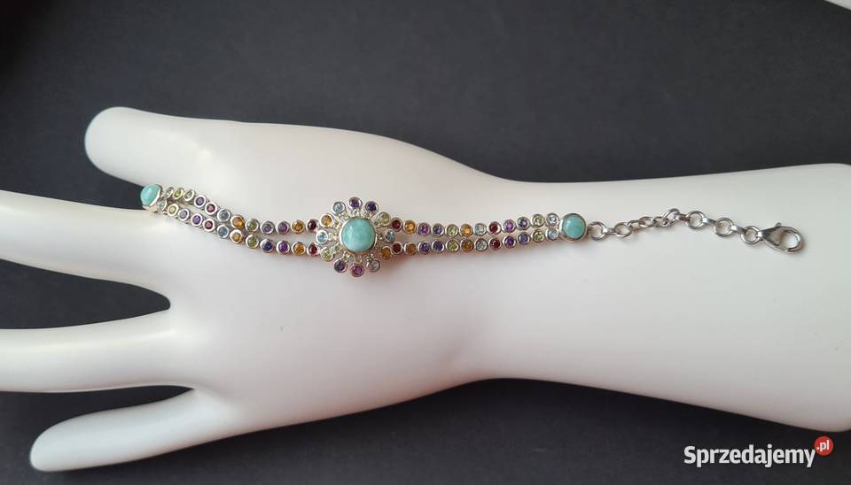 Srebrna bransoletka z kamieniami szlachetnymi Otwock
