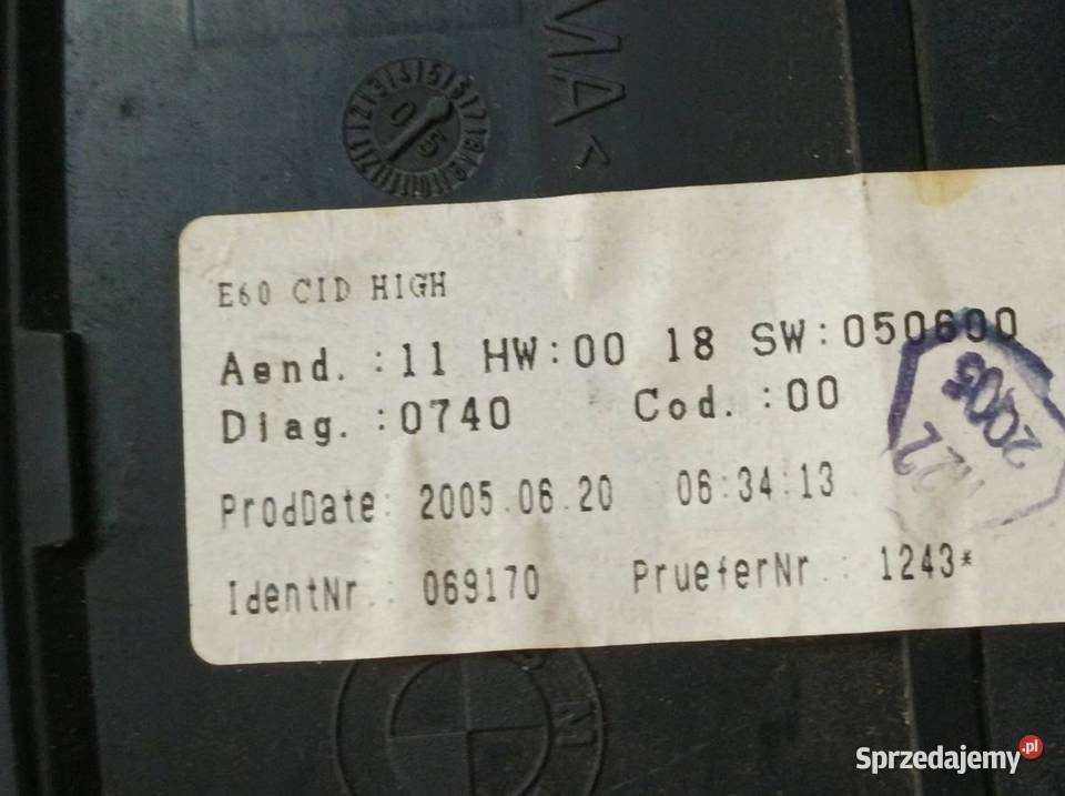 WYŚWIETLACZ E63 6952328 6971415 Bmw Seria 6 II