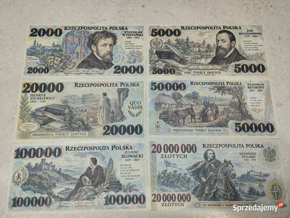 zestaw 6 sztuk ciekawych banknotów POLSKA Białystok