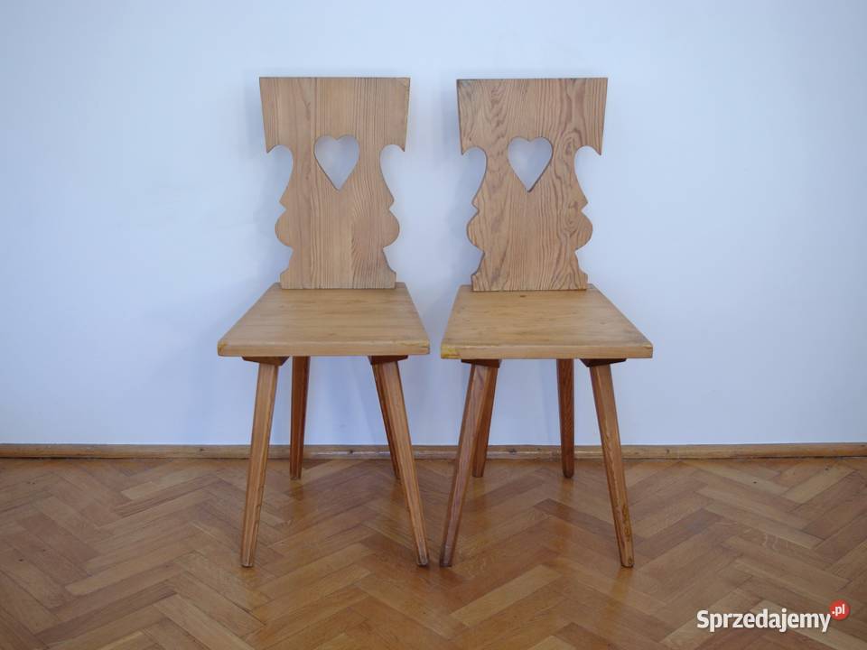 Krzesła drewniane Cepelia ludowe regionalne