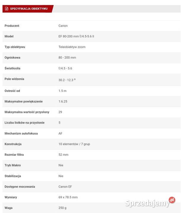 Canon lens EF 80200 14556 ll Siemiatycze